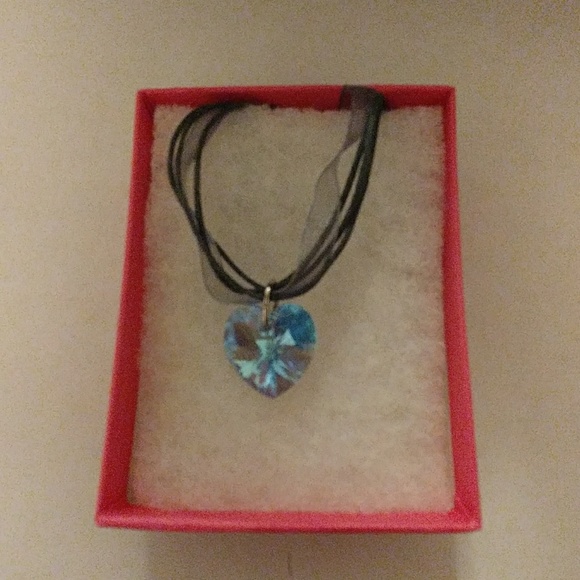 Aruba Blue Crystal Heart Necklace - Picture 4 of 8